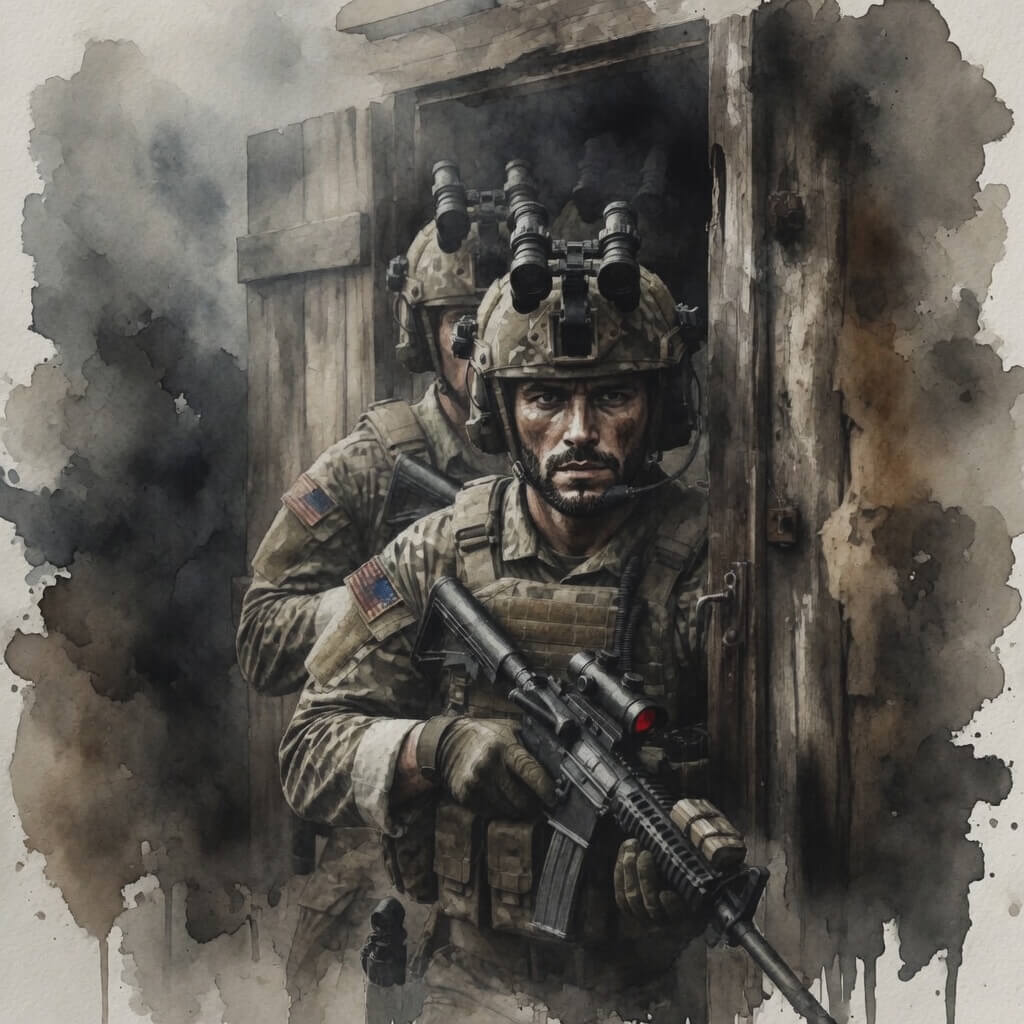 US Special Operators coming out of a building