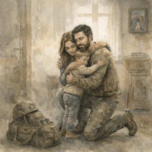 A soldier returning home