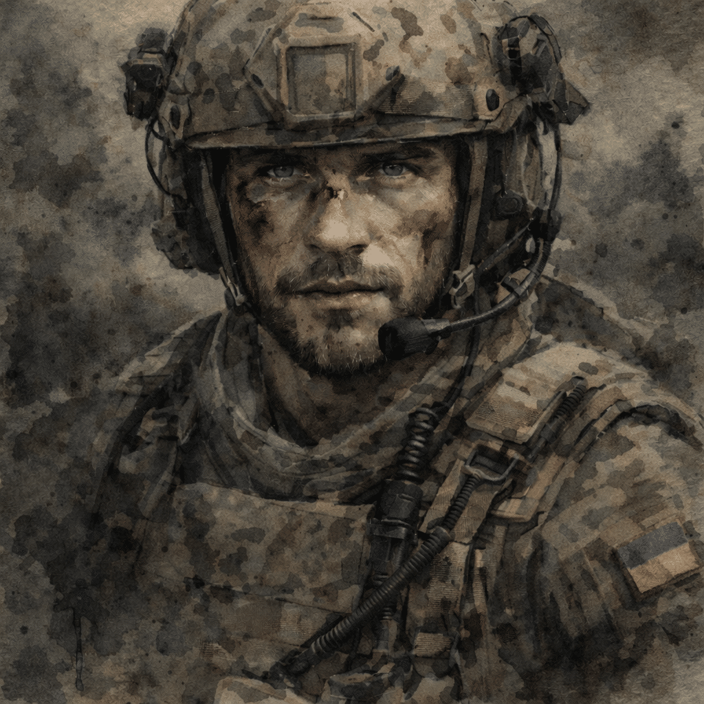 Watercolor of a Ukrainian Special Operator